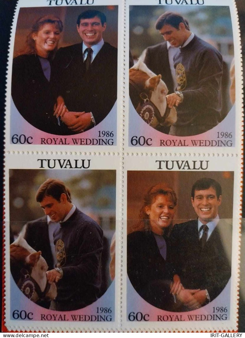 Tuvalu,1986 Royal Wedding Of Prince Andrew And Miss Sarah Ferguson,two Booklets With Blocks Of Four Stamps,Perf & Imperf - Tuvalu (fr. Elliceinseln)