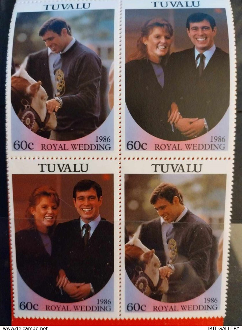 Tuvalu,1986 Royal Wedding Of Prince Andrew And Miss Sarah Ferguson,two Booklets With Blocks Of Four Stamps,Perf & Imperf - Tuvalu