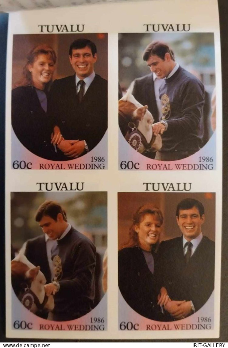 Tuvalu,1986 Royal Wedding Of Prince Andrew And Miss Sarah Ferguson,two Booklets With Blocks Of Four Stamps,Perf & Imperf - Tuvalu