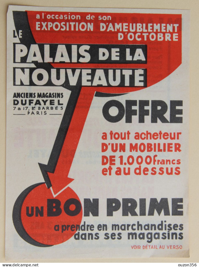 Feuillet Palais De La Nouveauté à Paris, Offre à Tout Acheteur De Mobilier - Other & Unclassified