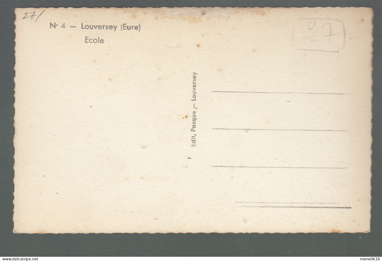 CP - 27 - Louversey - Ecole - Otros & Sin Clasificación