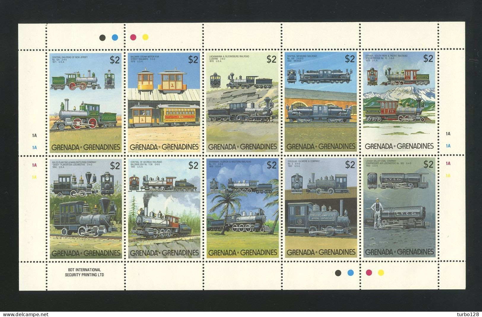 GRENADINES 1989 N° 1024/103 ** Neufs MNH Superbes C 25 € Chemins De Fer Trains Américains Central Railroad Lehigh Valley - Grenade (1974-...)