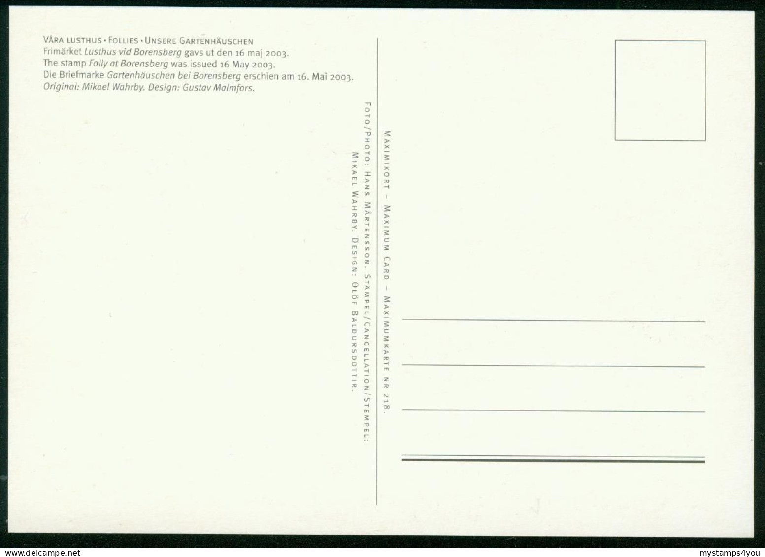 Mk Sweden Maximum Card 2003 MiNr 2358 | Garden Follies. Raised Folly #max-0067 - Cartoline Maximum