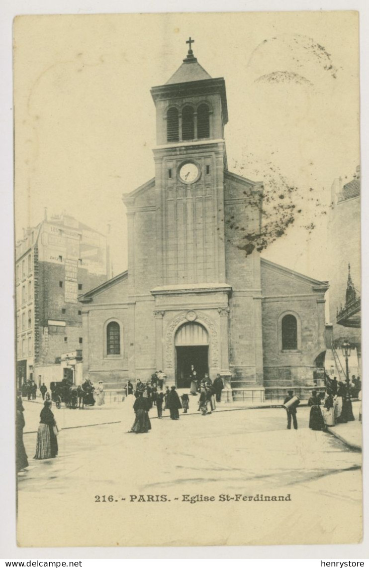 PARIS : Eglise Saint-Ferdinand, 1908 - Publicité Vichy (F7700) - Kirchen