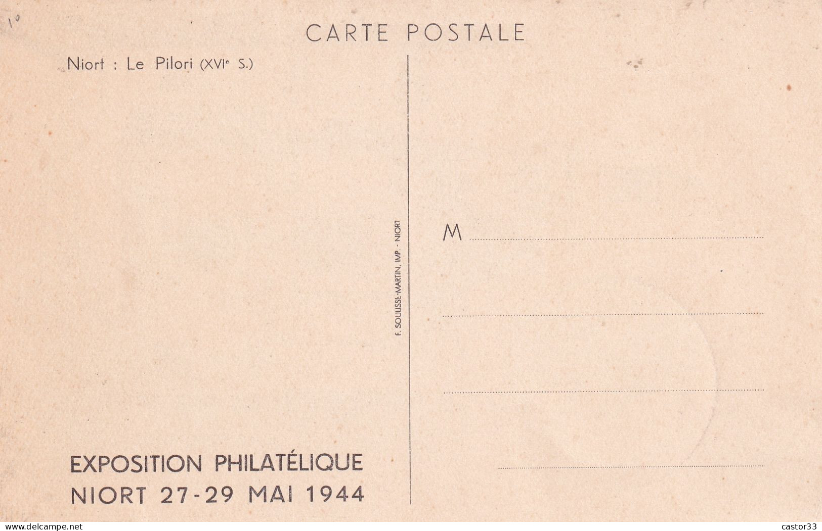 Exposition Philatélique De Niort, Mai 1944 - Autres & Non Classés