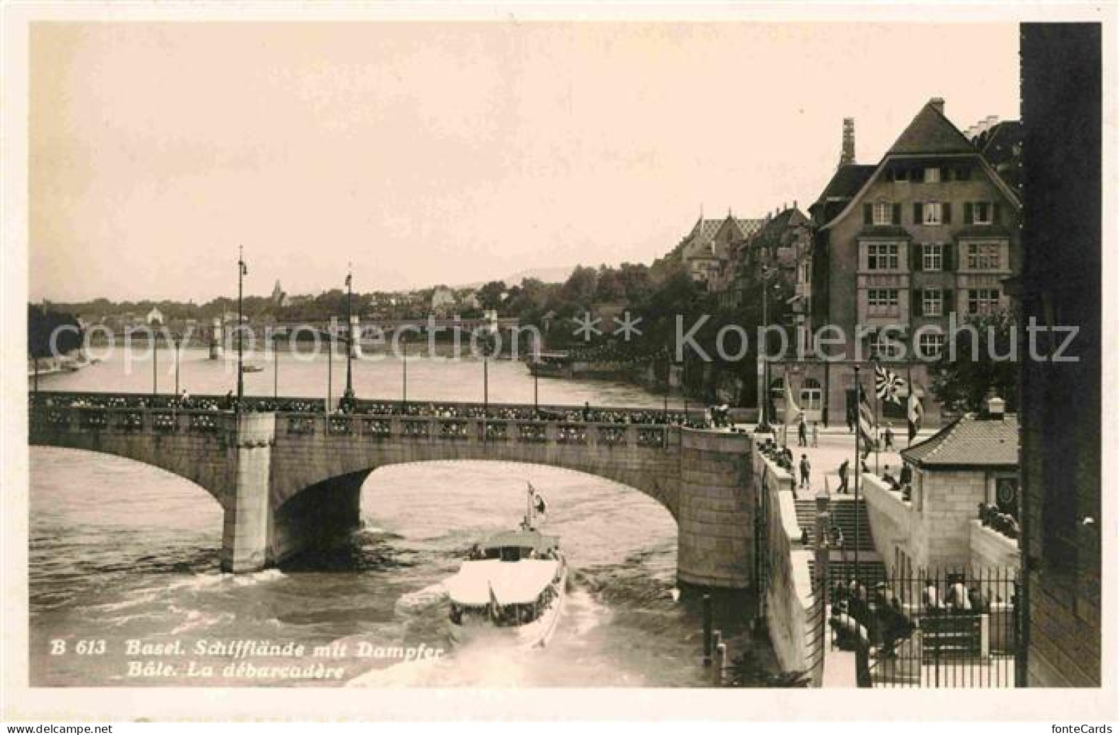 12646497 Basel BS Schifflaende Mit Dampfer Rheinbruecke Basel - Autres & Non Classés