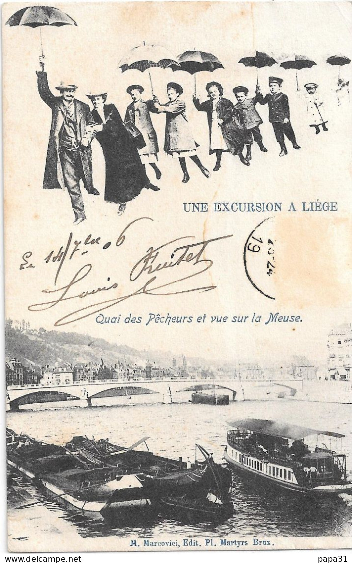 UNE EXCURSIONA LIEGE - Quai Des Pêcheurs Avec Péniches - Sonstige & Ohne Zuordnung