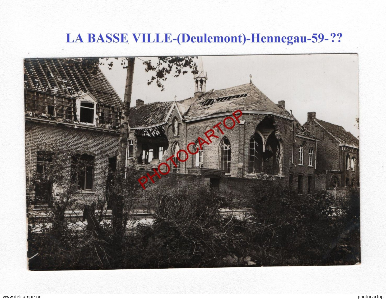 LA BASSE VILLE-DEULEMONT-!?-Hennegau-59-CARTE PHOTO Allemande-GUERRE 14-18-1 WK-MILITARIA- - Altri & Non Classificati