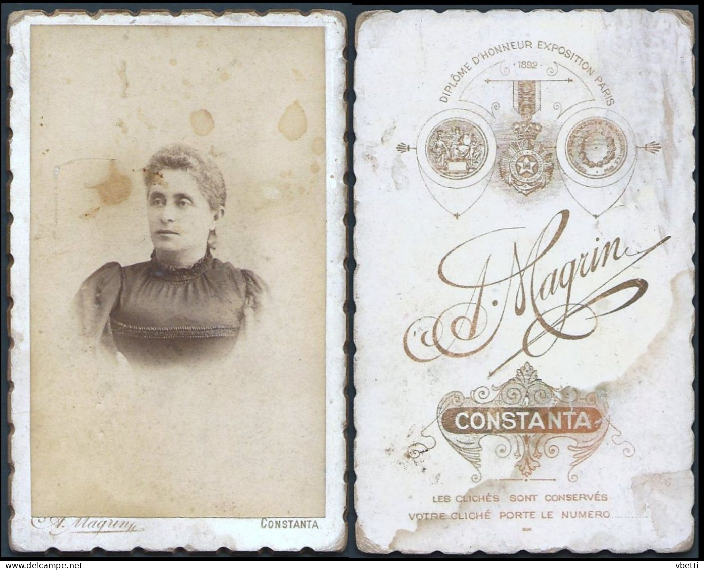 Romania / Rumänien : CDV Foto, Dame (Fotograf: Anatole Magrin - Constanta) - Anonymous Persons