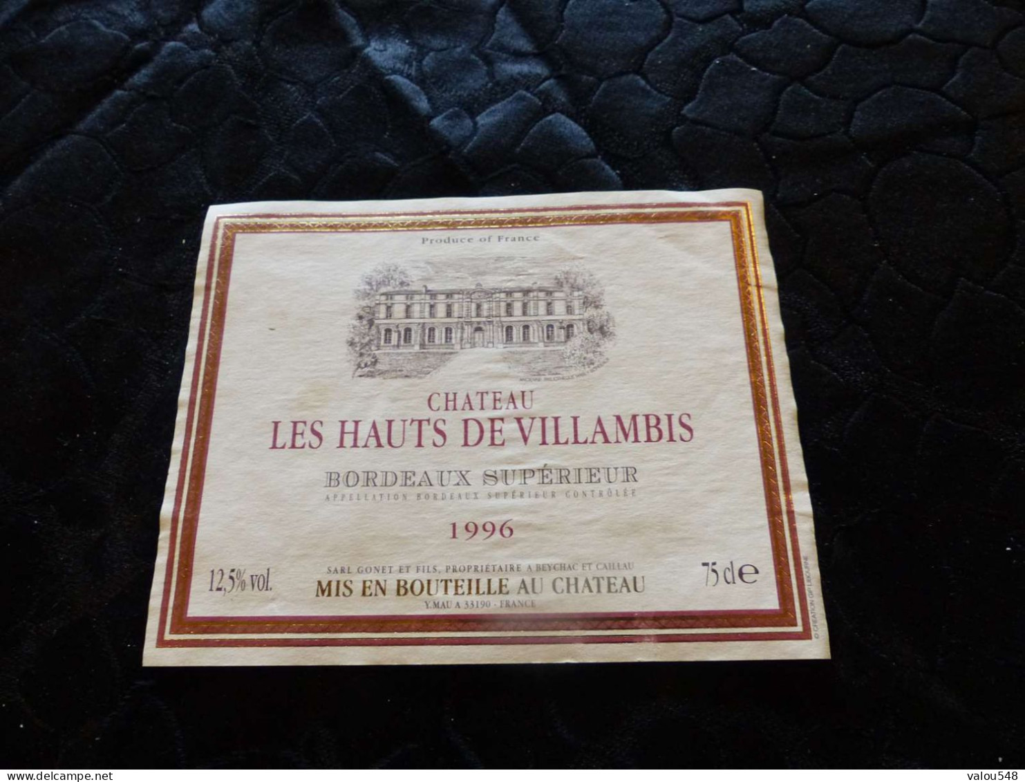 E-20 , Etiquette De Vin, Château Les Hauts De Villambis, Bordeaux Supérieur , 1996 - Bordeaux