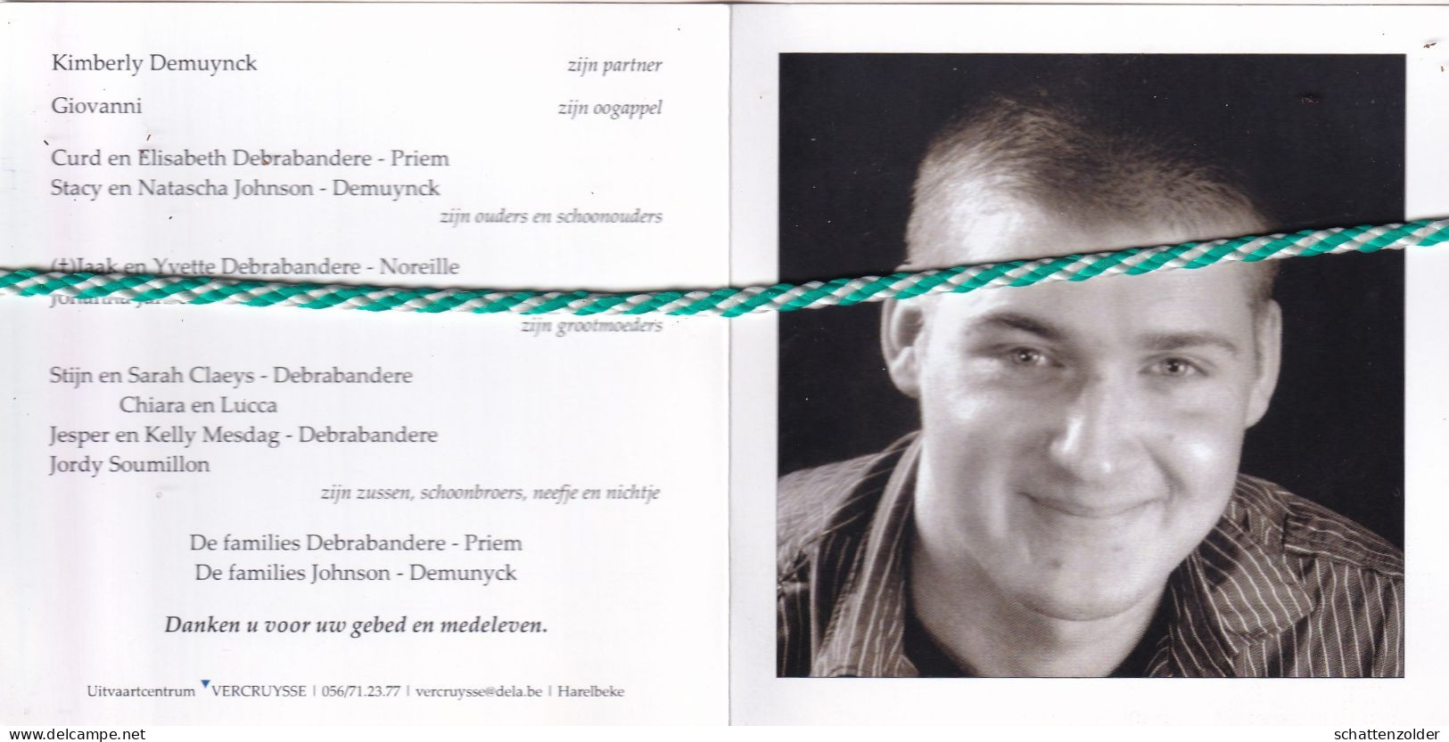 Jeffrey Debrabandere-Demuynck, Kortrijk 1988, Deerlijk 2011. Foto - Obituary Notices