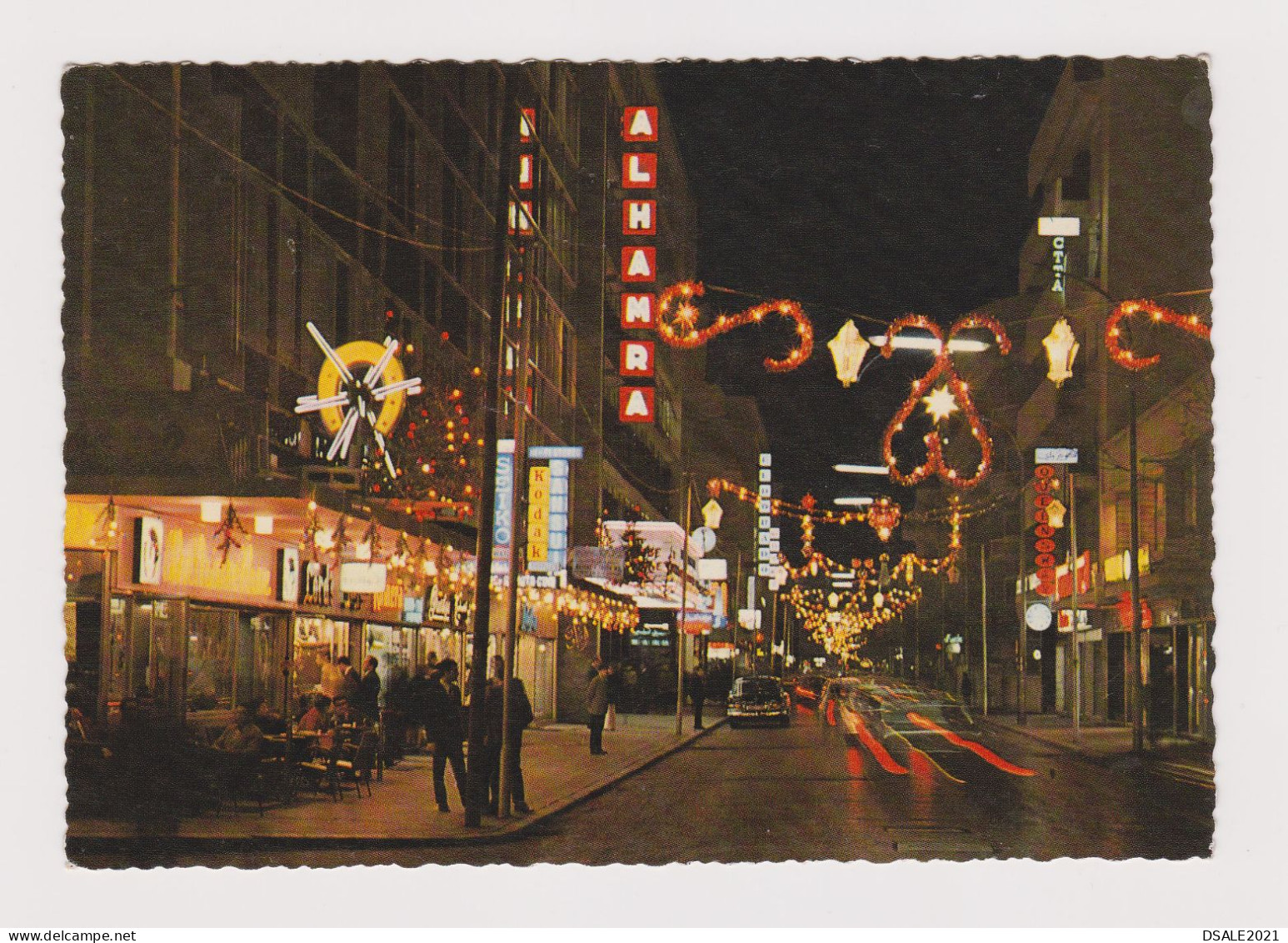 Lebanon Liban Modern BEIRUT Hamra Street By Night, View Vintage Photo Postcard RPPc AK (1277) - Lebanon