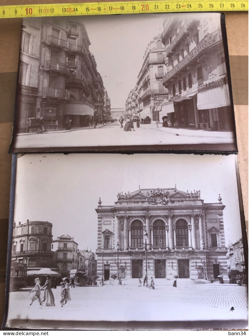 Montpellier Photo Argentique Vers 1910 Theatre Comedie Et Boulevard Arc Triomphe - Lieux
