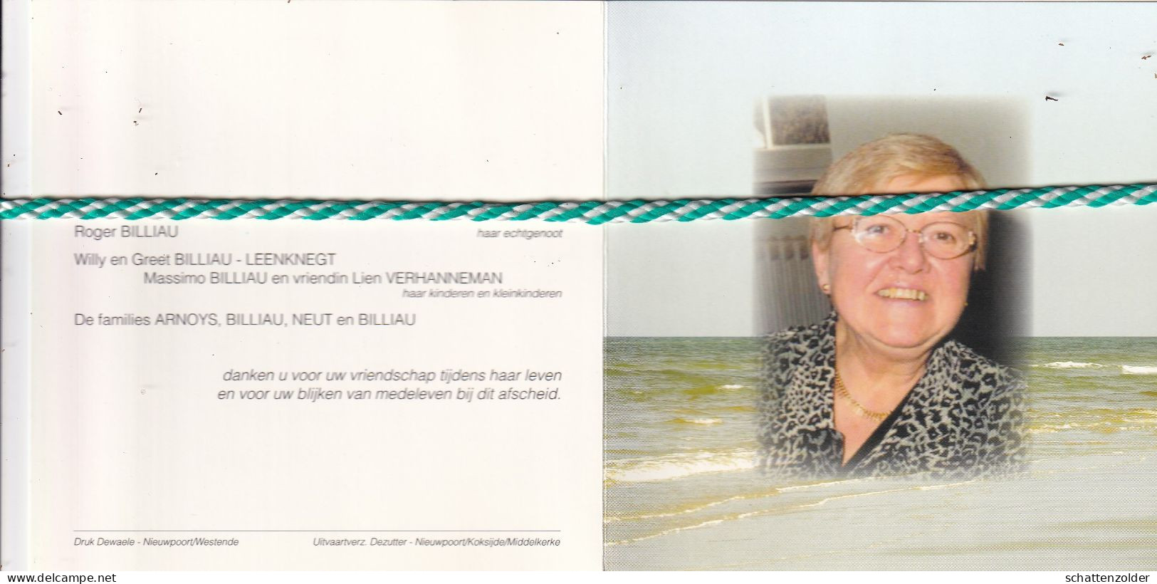 Martha Arnoys-Billiau, Nieuwpoort 1931, Veurne 2010. Foto - Obituary Notices