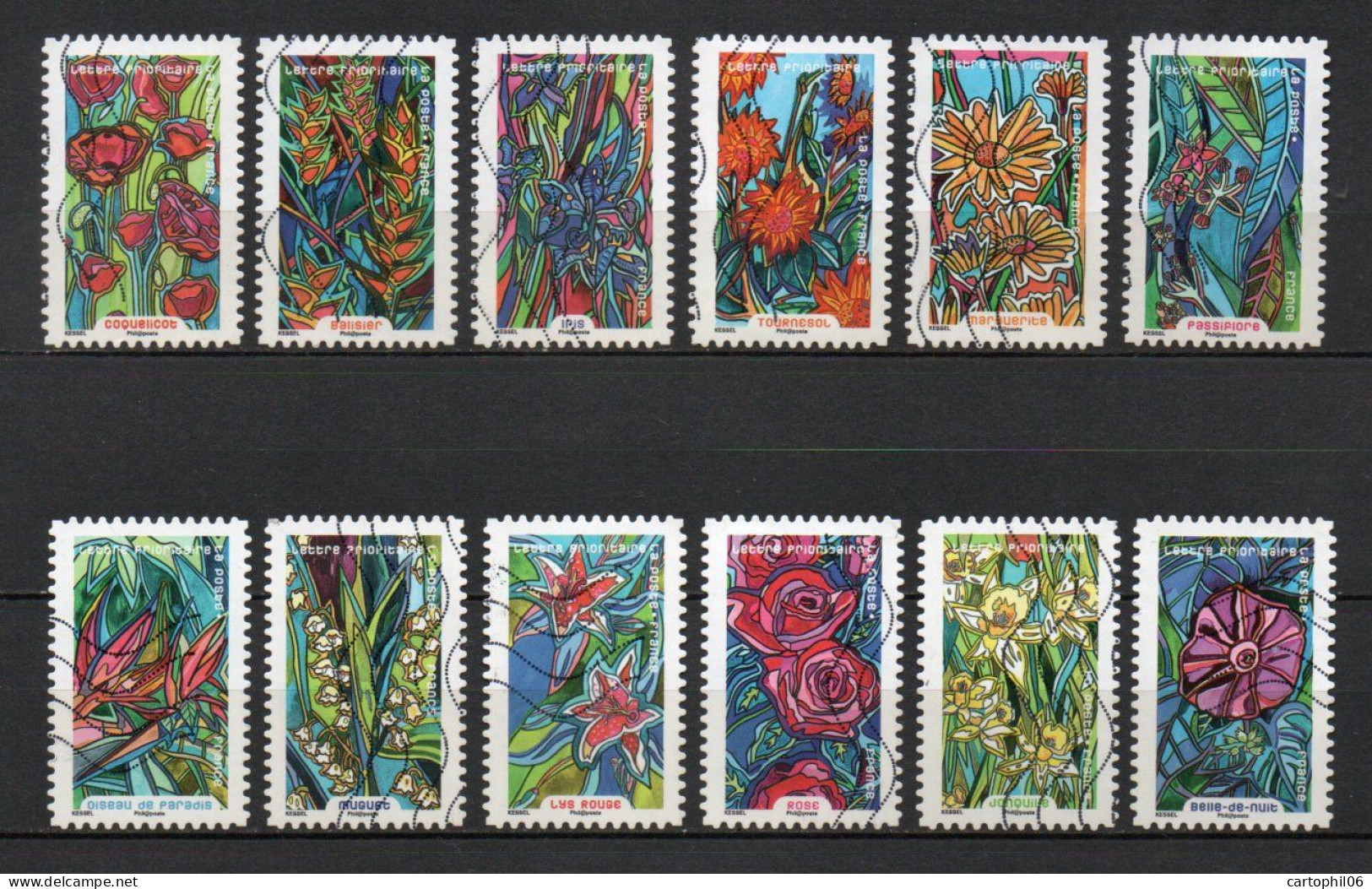- FRANCE Adhésifs N° 1300/11 Oblitérés - Série Complète FLEURS A FOISON 2016 (12 Timbres) - - Used Stamps