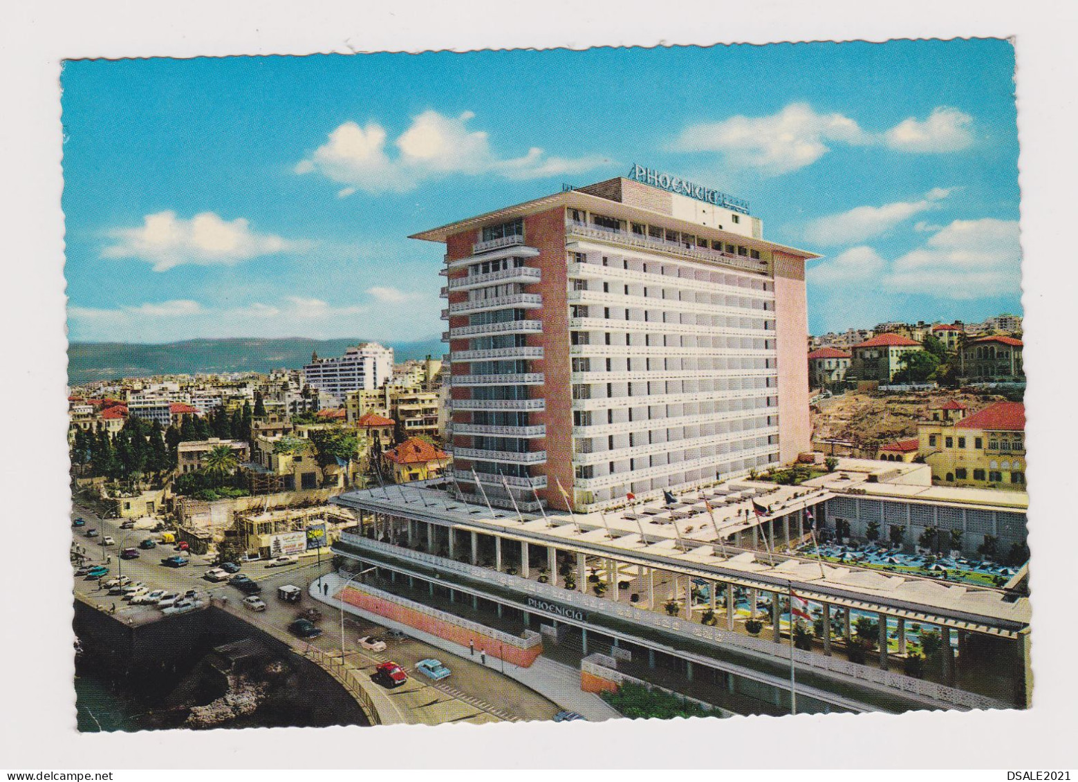 Lebanon Liban PHOENICIA Hotel, Street, Old Cars, View Vintage 1960s Photo Postcard RPPc AK (1270) - Liban