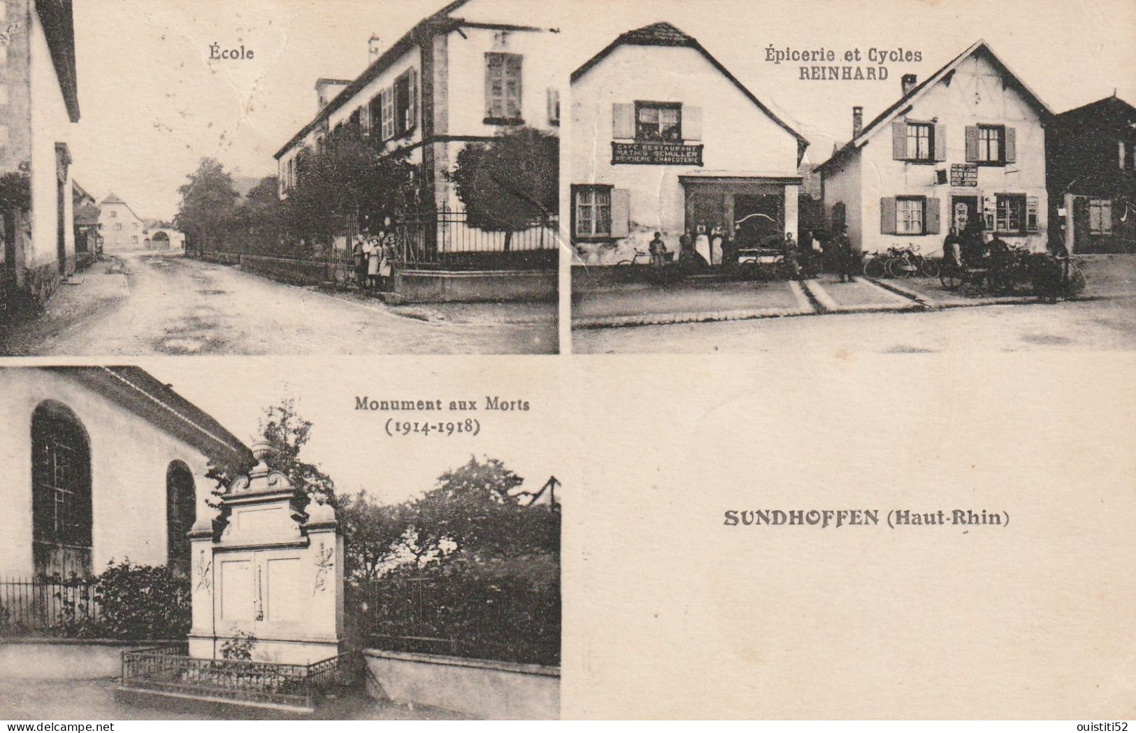 Sundhoffen  Monument Aux Morts Ecole  Epicerie  Cycles Reinhard (  Trace Plis Haut Gauche ) - Other & Unclassified