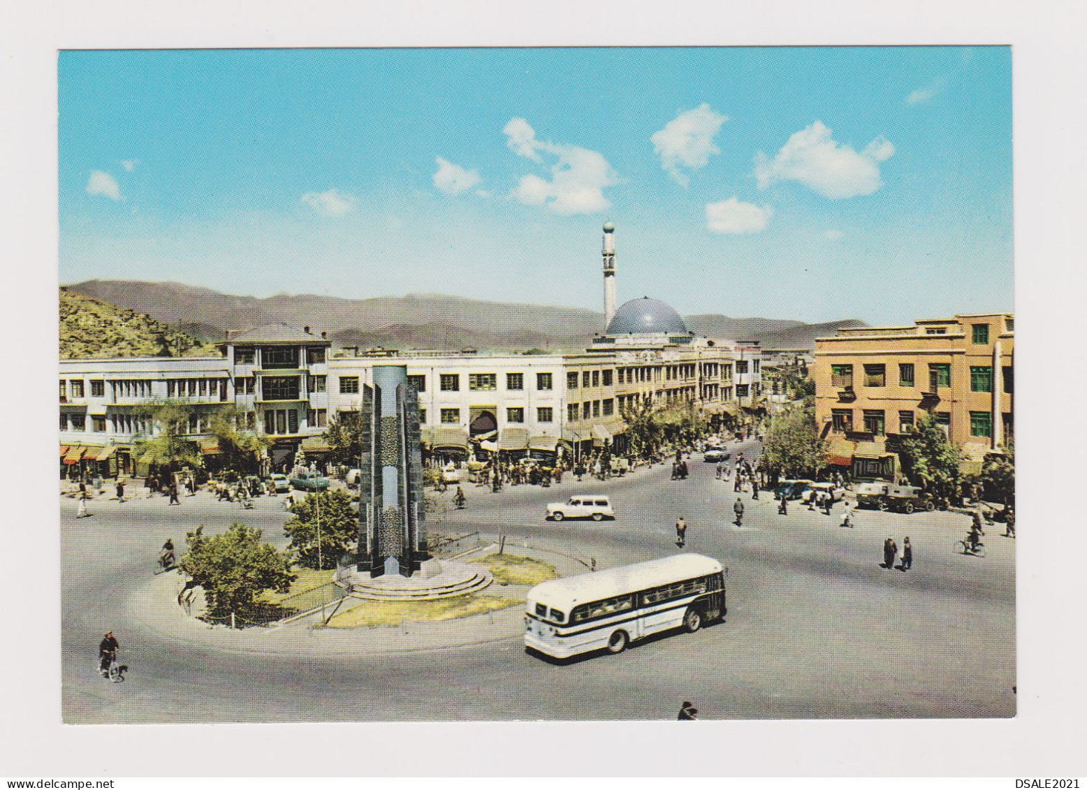 Afghanistan KABUL Maiwand Monument, Mosque, Street, Old Bus, Car, View Vintage Photo Postcard RPPc AK (1285) - Afghanistan