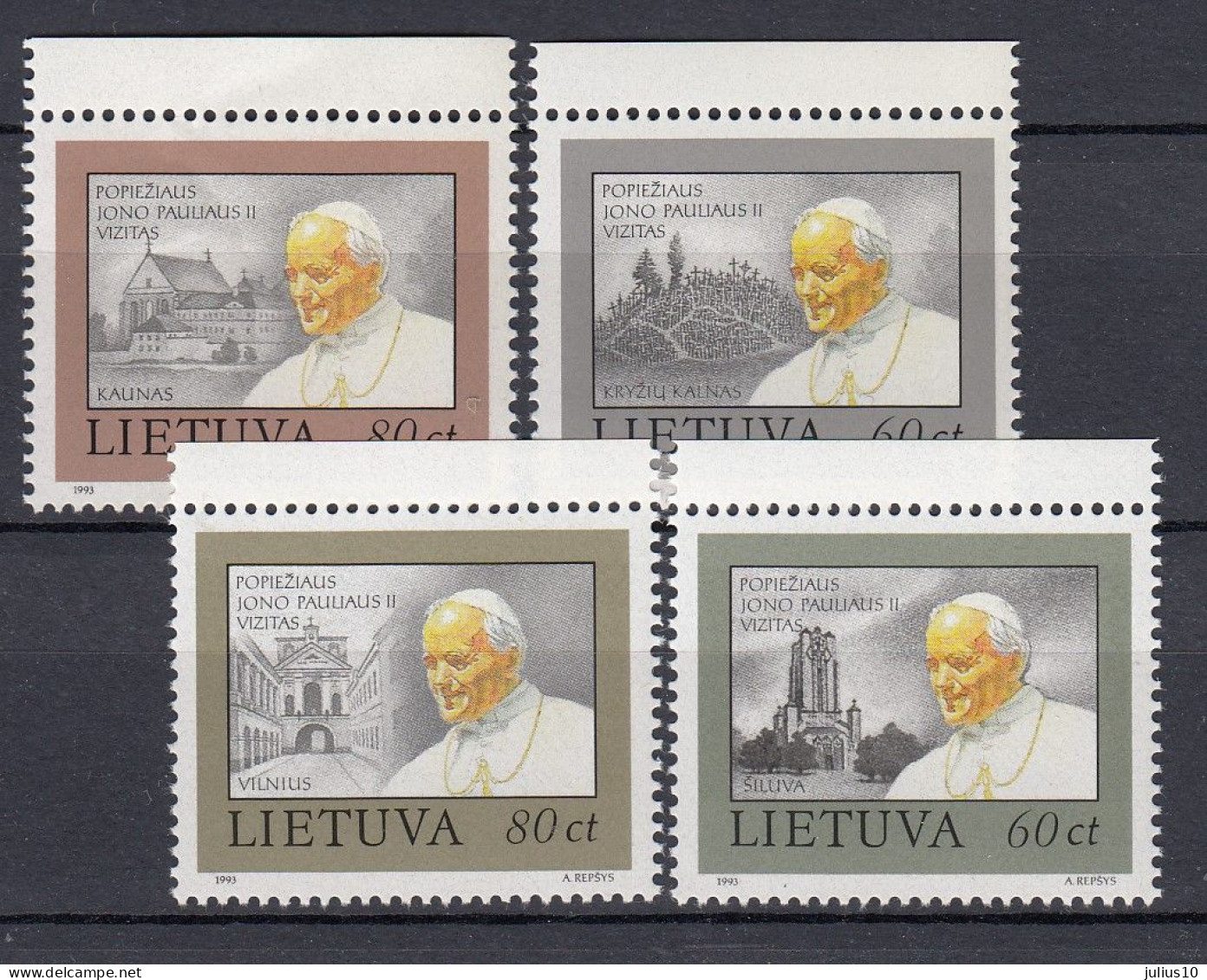 LITHUANIA 1993 Pope Paul II Visit MNH(**) Mi 533-536 #Lt1157 - Lituanie