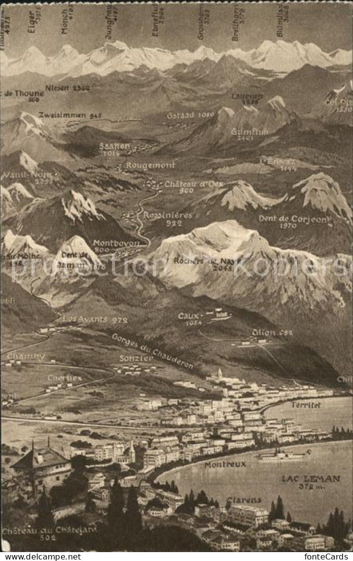 12586267 Clarens Montreux Lac Leman Alpes Genfersee Alpen Aus Der Vogelperspekti - Andere & Zonder Classificatie