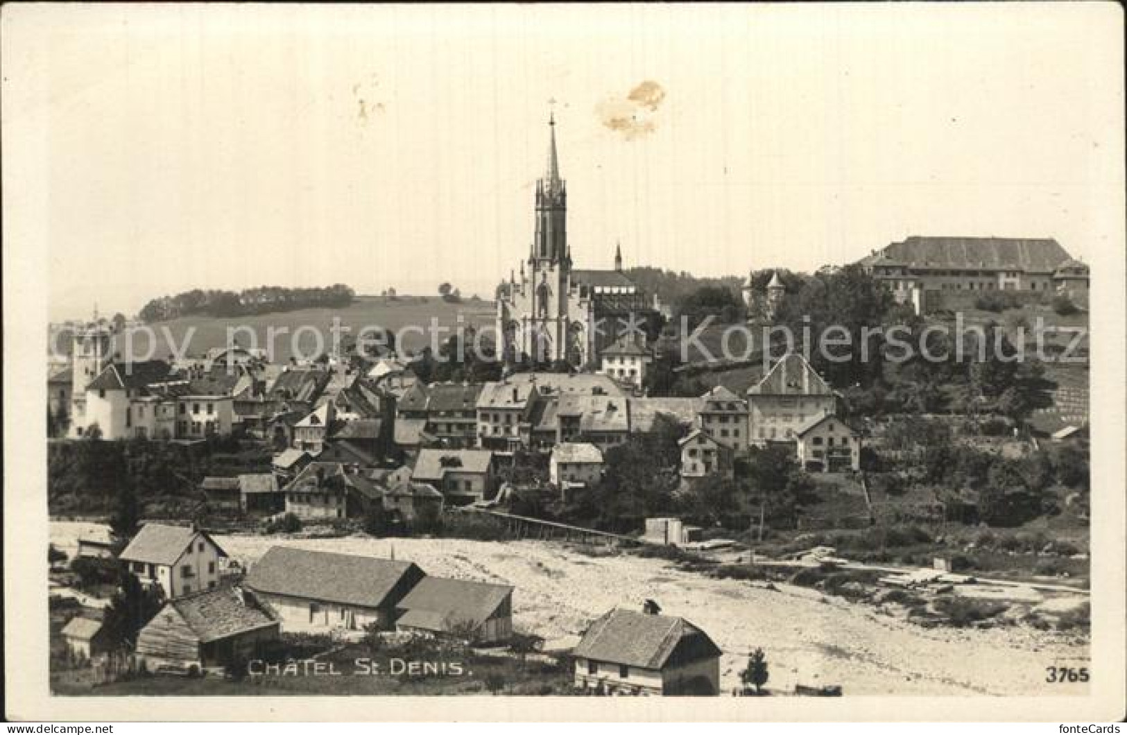 12586247 Chatel-St Denis Ortsansicht Mit Kirche Chatel-St Denis - Sonstige & Ohne Zuordnung