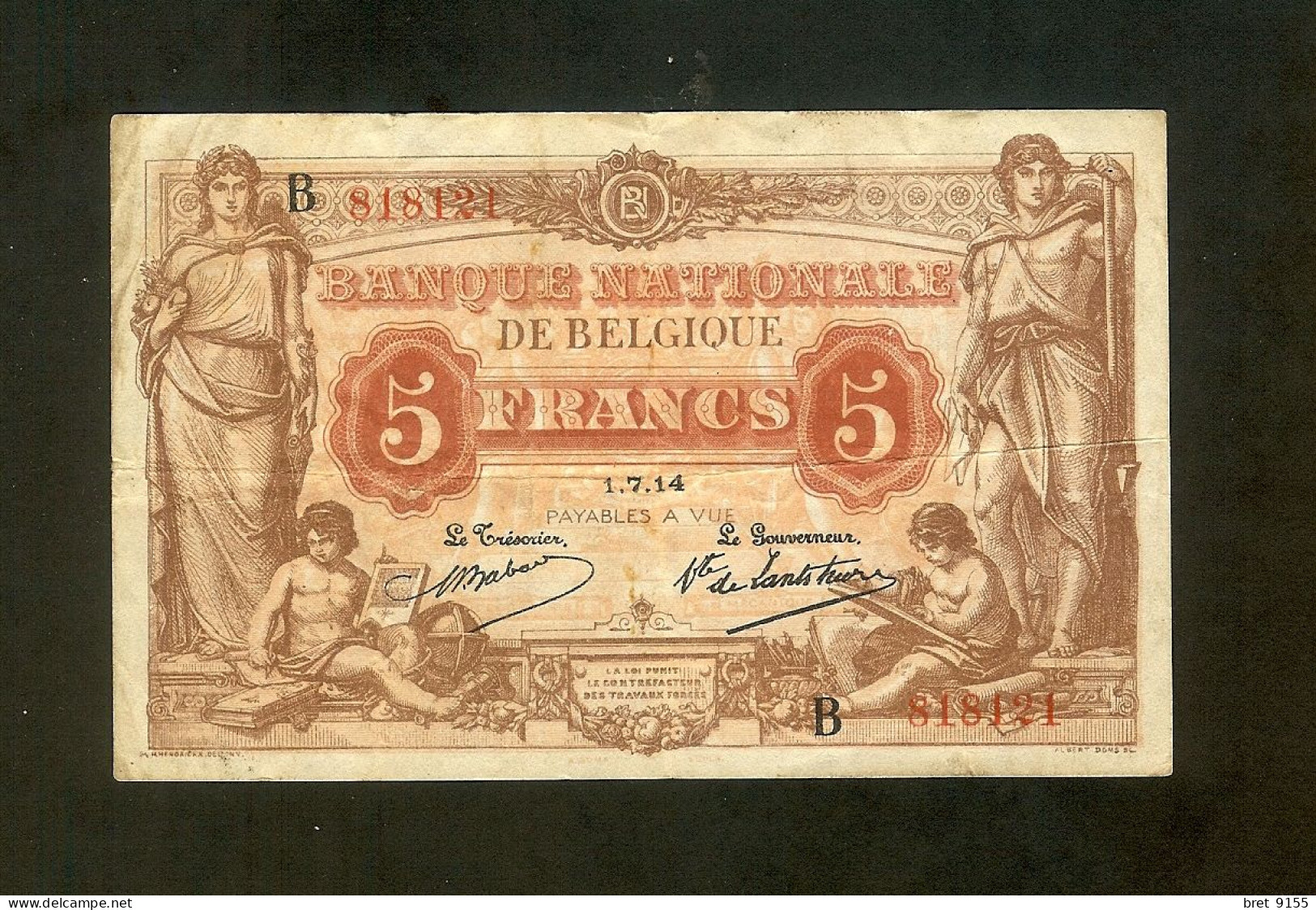 BANQUE NATIONALE DE BELGIQUE 5 FRANCS 1914 - 5 Francs