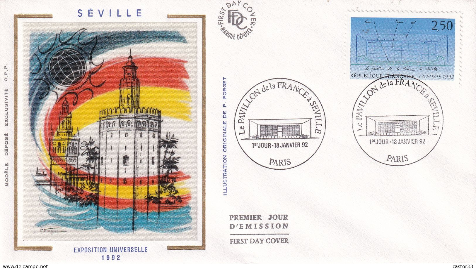 1er Jour, Exposition Universelle, Pavillon De La France à Séville - 1990-1999