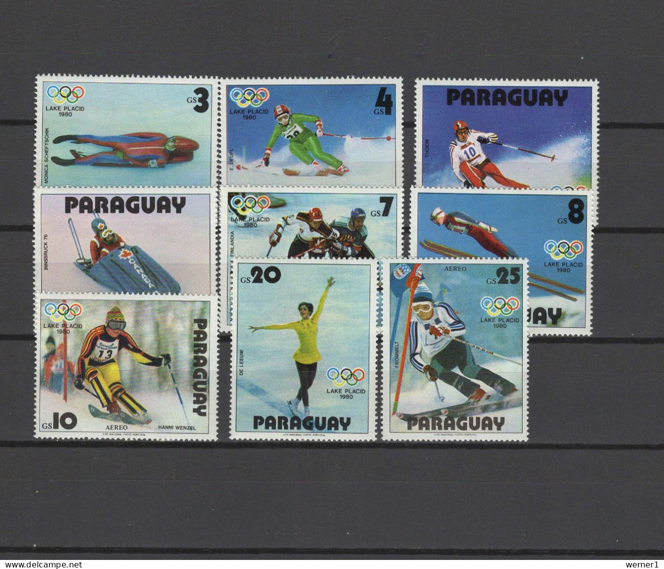 Paraguay 1979 Olympic Games Lake Placid Set Of 9 MNH - Winter 1980: Lake Placid