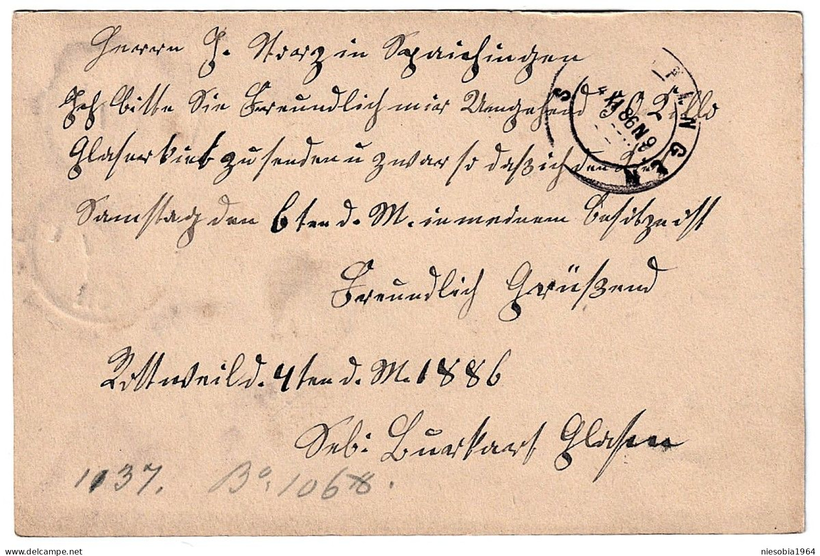 Vintage Postal Stationery 04/11/1886 Kingdom Of Württemberg Belle-Époque Postkarte Rottweil 1886 Königreich Württemberg - Entiers Postaux
