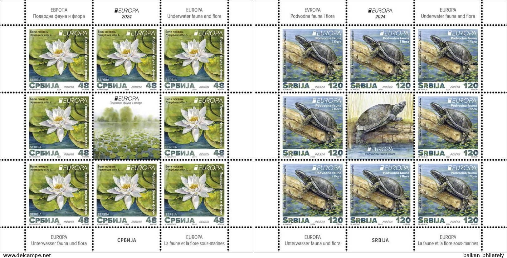 Serbia 2024 Europa White Water-lily Flora Plants Pond Turtles Animals Fauna MNH - 2024