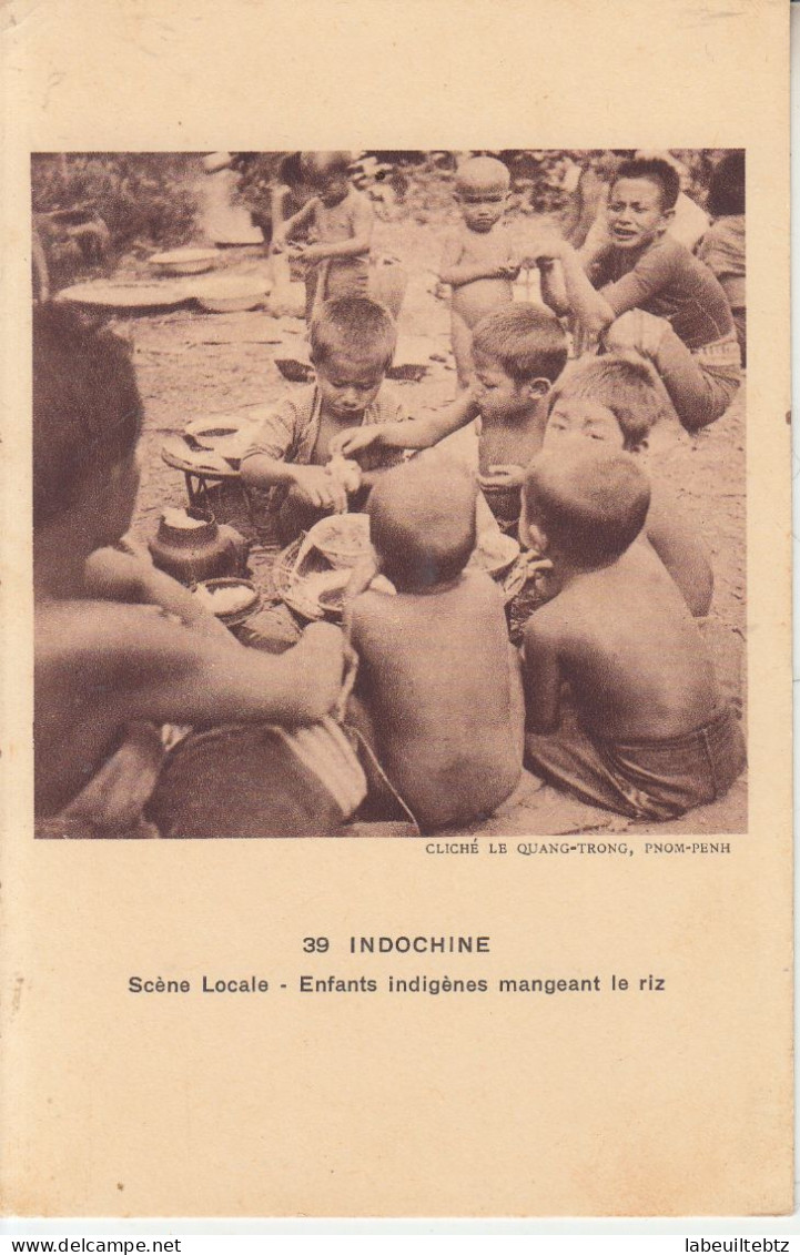 VIÊT NAM -  Indochine - Scène Locale - Enfants Indigènes Mangeant Du Riz - Cambodge  PRIX FIXE - Viêt-Nam