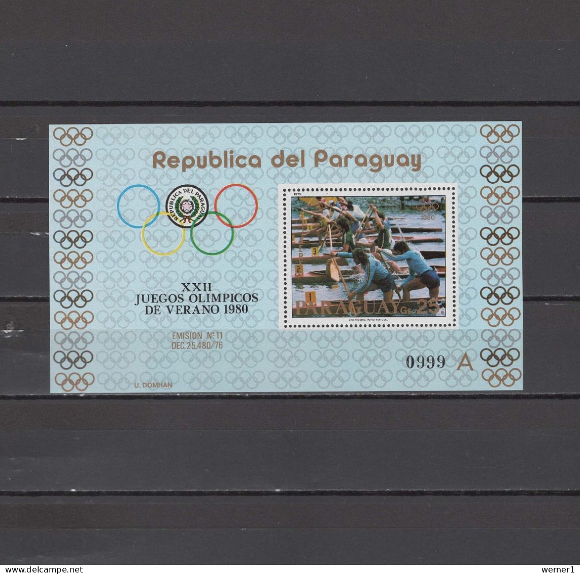 Paraguay 1979 Olympic Games Moscow S/s With "A" Number MNH - Ete 1980: Moscou