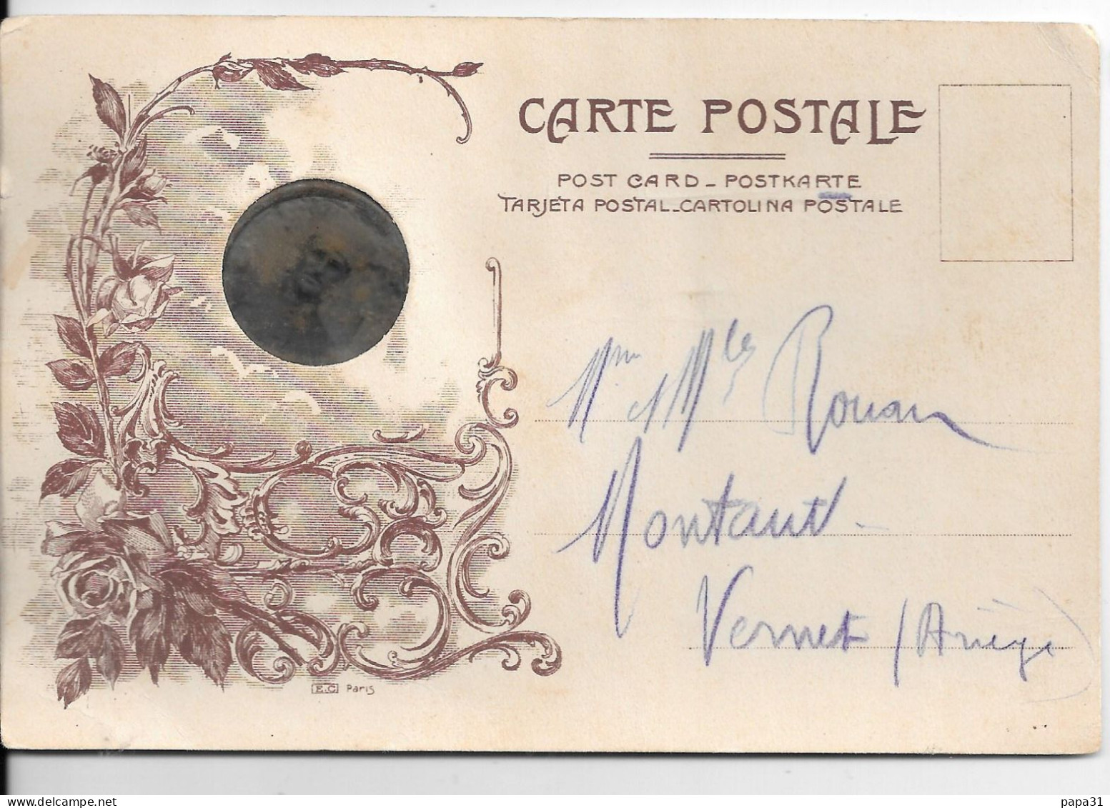 Carte Avec Un Militaire En Médaillon Métal - Other & Unclassified