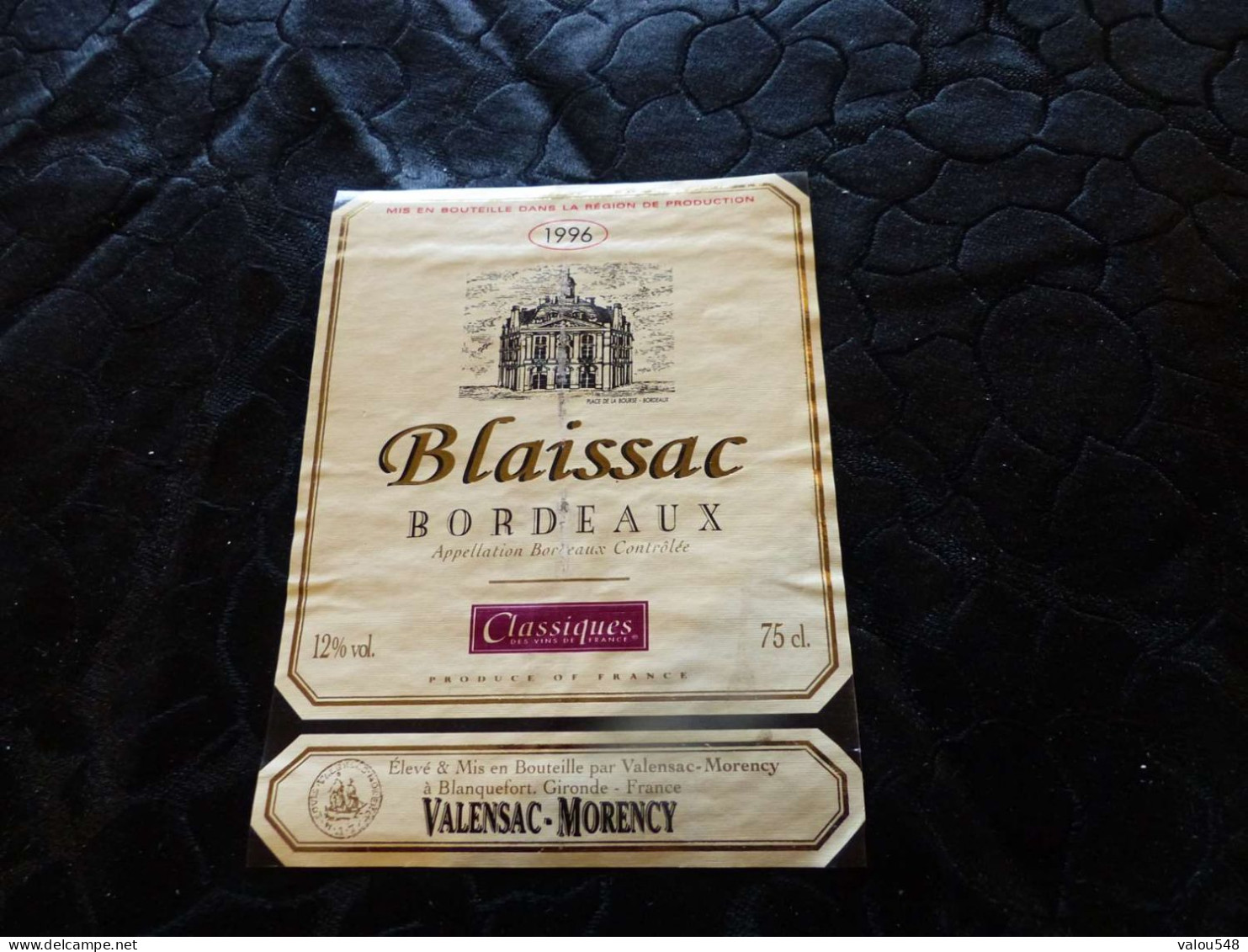 E-33 , Etiquette De Vin, Bordeaux, Blaissac, Blanquefort, 1996 - Bordeaux