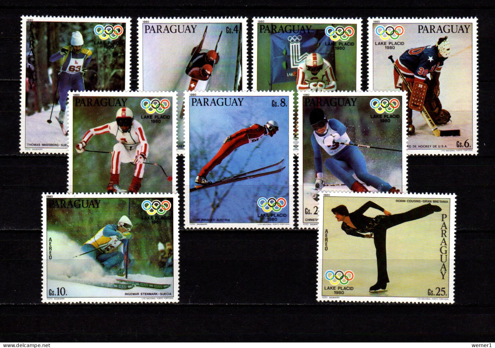 Paraguay 1980 Olympic Games Lake Placid Set Of 9 MNH - Winter 1980: Lake Placid