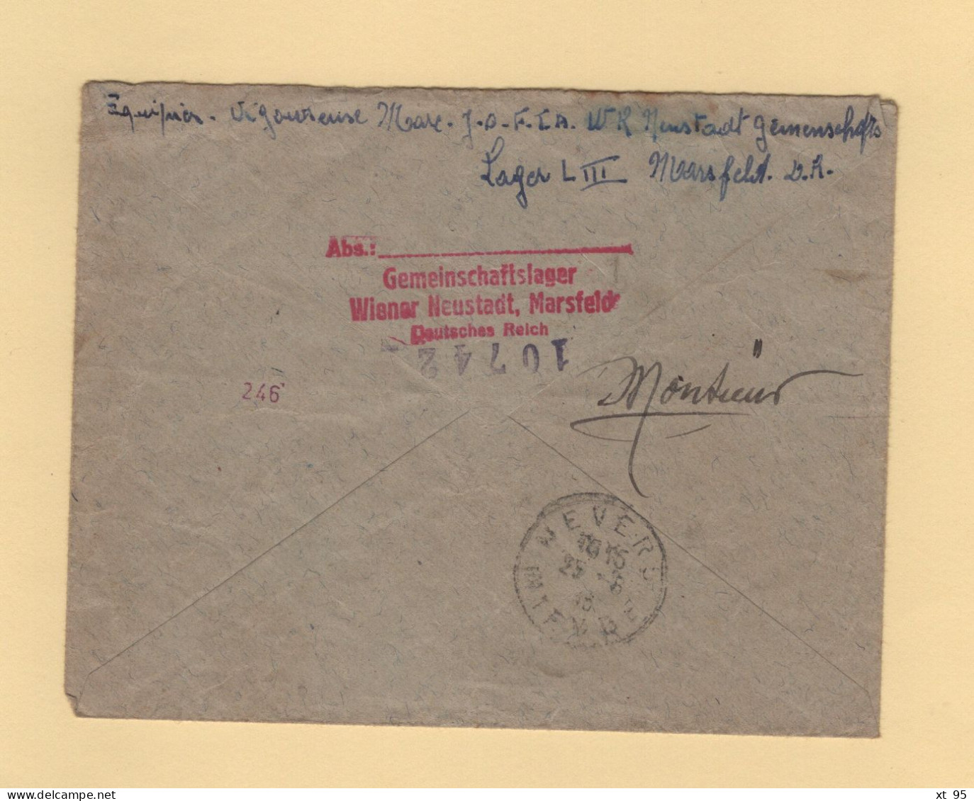 Gemeinschaft Lager - Marsfeld - Weiner - Recommande Expres Destination France - 1943 - 2. Weltkrieg 1939-1945