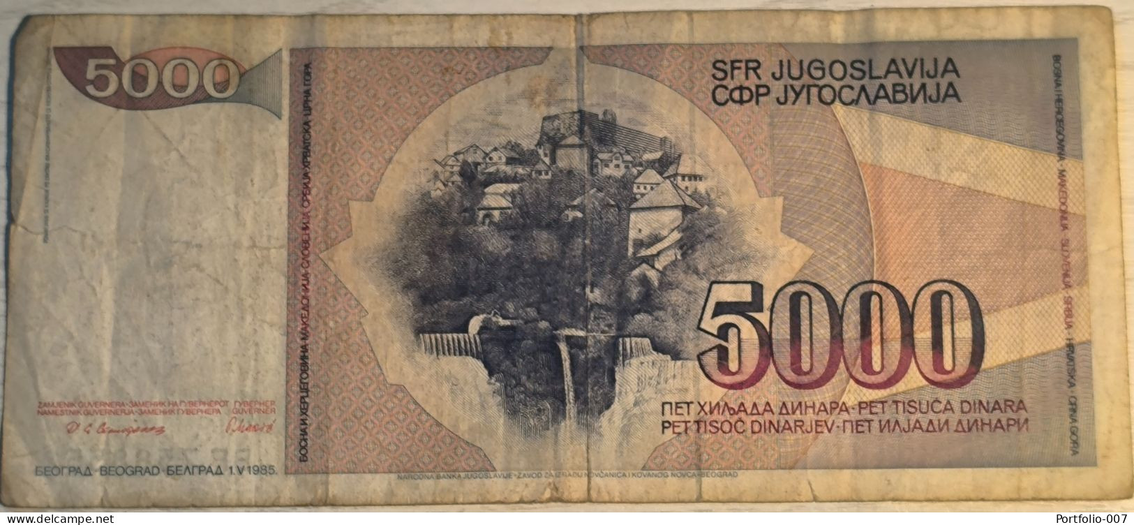 5000 Dinara, 1985. Yugoslavia - Joegoslavië