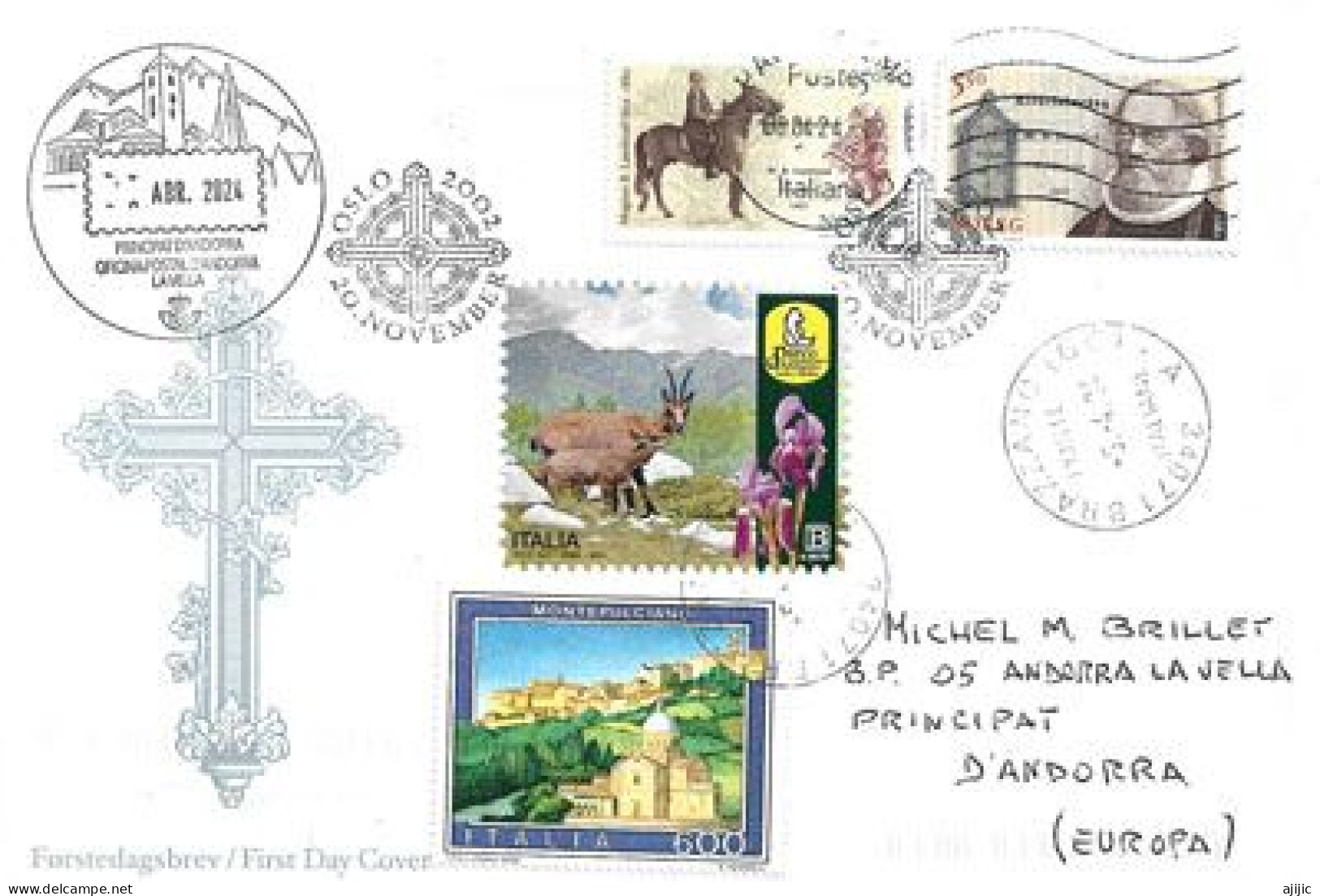 Parco Nazionale D'Abruzzo, Lazio E Molise.Province De L'Aquila, Lettre D'Italie à Andorra, Avec Timbre à Date Arrivée - 2021-...: Storia Postale