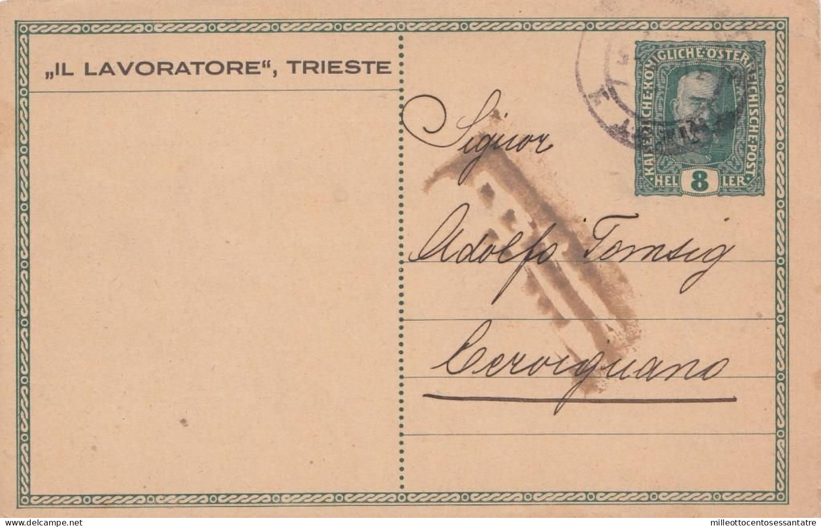 1749 - AUSTRIA - CARTOLINA POSTALE - Del 1918 Da Heller 8 Verde Scuro - " IL LAVORATORE" Trieste . - Cartas & Documentos