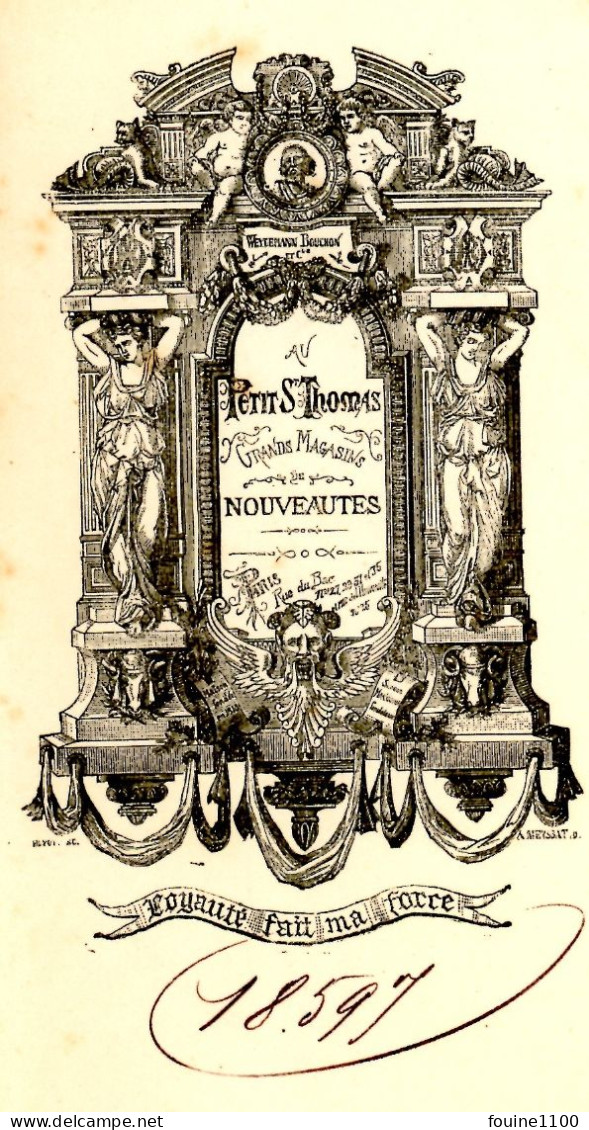 FACTURE Illustrée Année 1876 AU PETIT SAINT THOMAS Nouveautés WEYDEMANN BOUCHON Et Cie à PARIS - 1800 – 1899