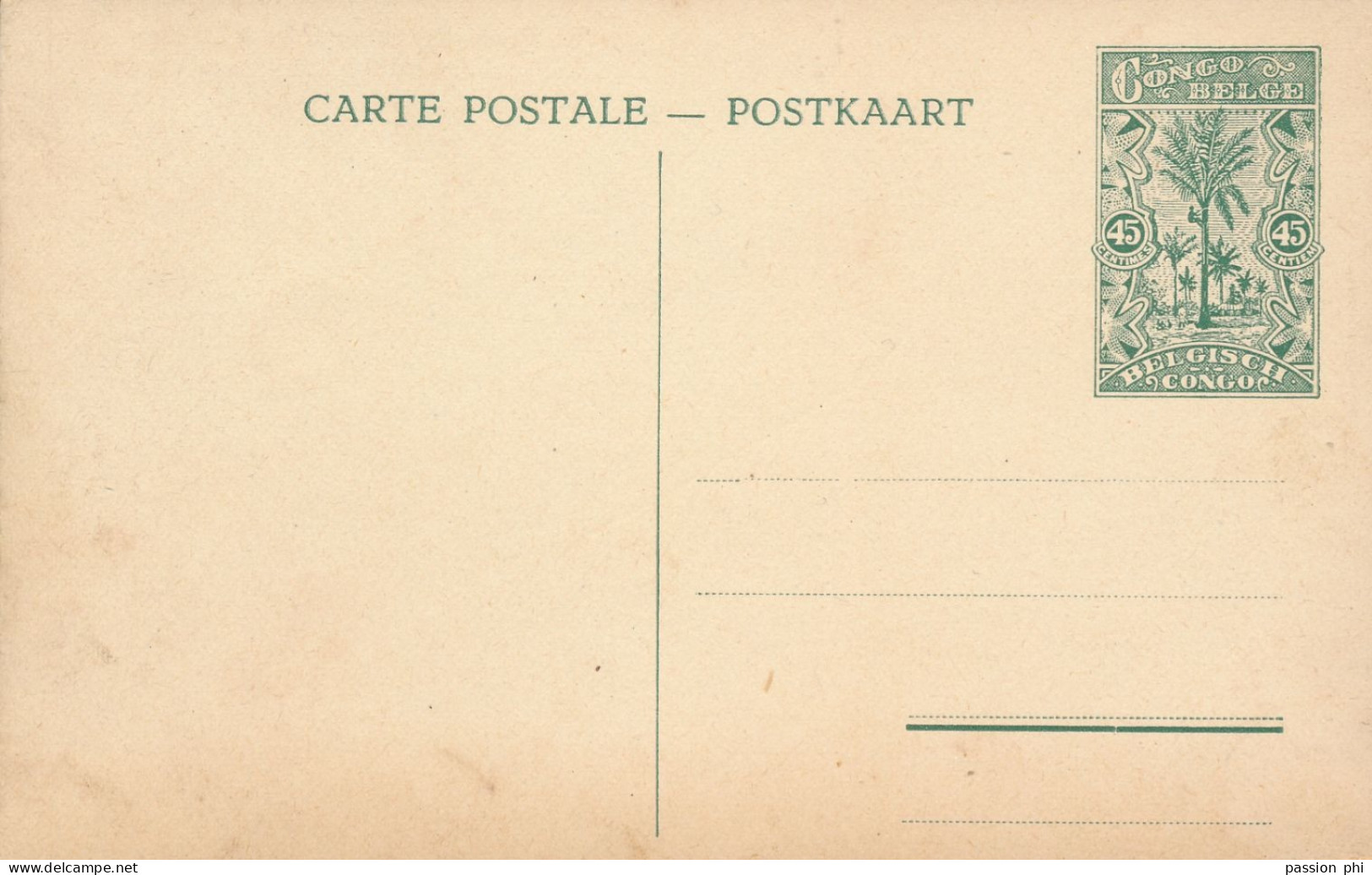 BELGIAN CONGO  PPS SBEP 66 VIEW 21 UNUSED - Stamped Stationery