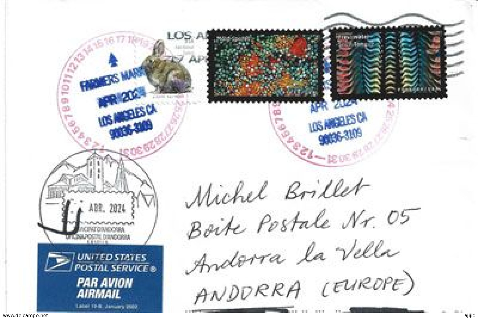 2024: "Wonders Of The Microscopic World", Letter From The Farmers Market Los Angeles, To Andorra,with Arrival Postmark - Lettres & Documents
