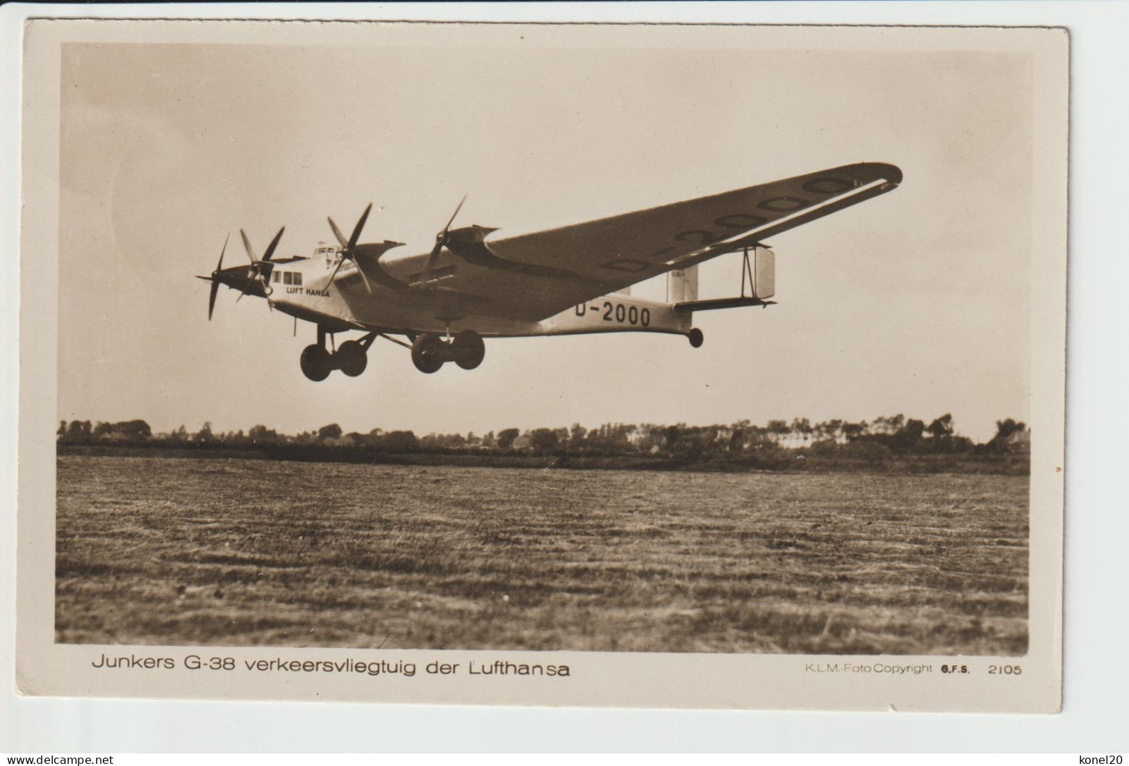 Vintage Rppc KLM Lufthansa Junkers G-38 @ Schiphol Airport - 1919-1938