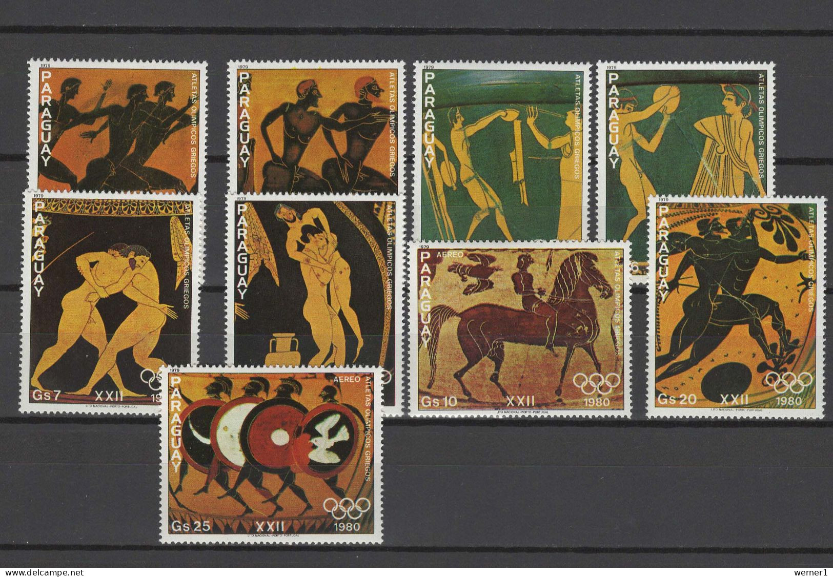 Paraguay 1979 Olympic Games Moscow Set Of 9 MNH - Sommer 1980: Moskau