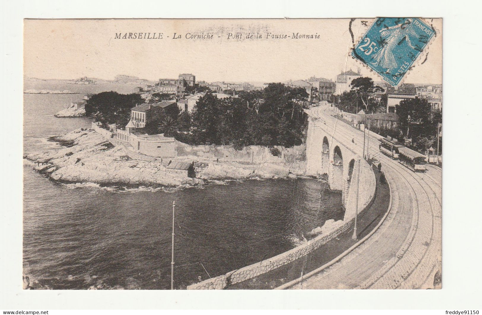 13 . MARSEILLE .  LA  CORNICHE . PONT DE LA  FAUSSE MONNAIE 1923 - Endoume, Roucas, Corniche, Playas