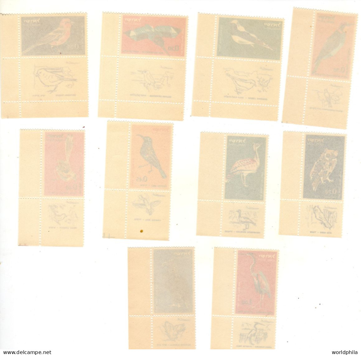 Israel 1963 Birds Airmail MNH ** Full Tabbed Set Bale 262-76 / Mi 270-79 - Adler & Greifvögel