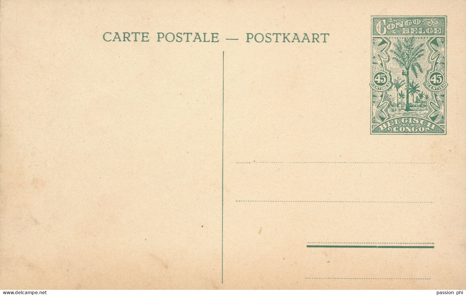 BELGIAN CONGO  PPS SBEP 66 VIEW 28 UNUSED - Stamped Stationery