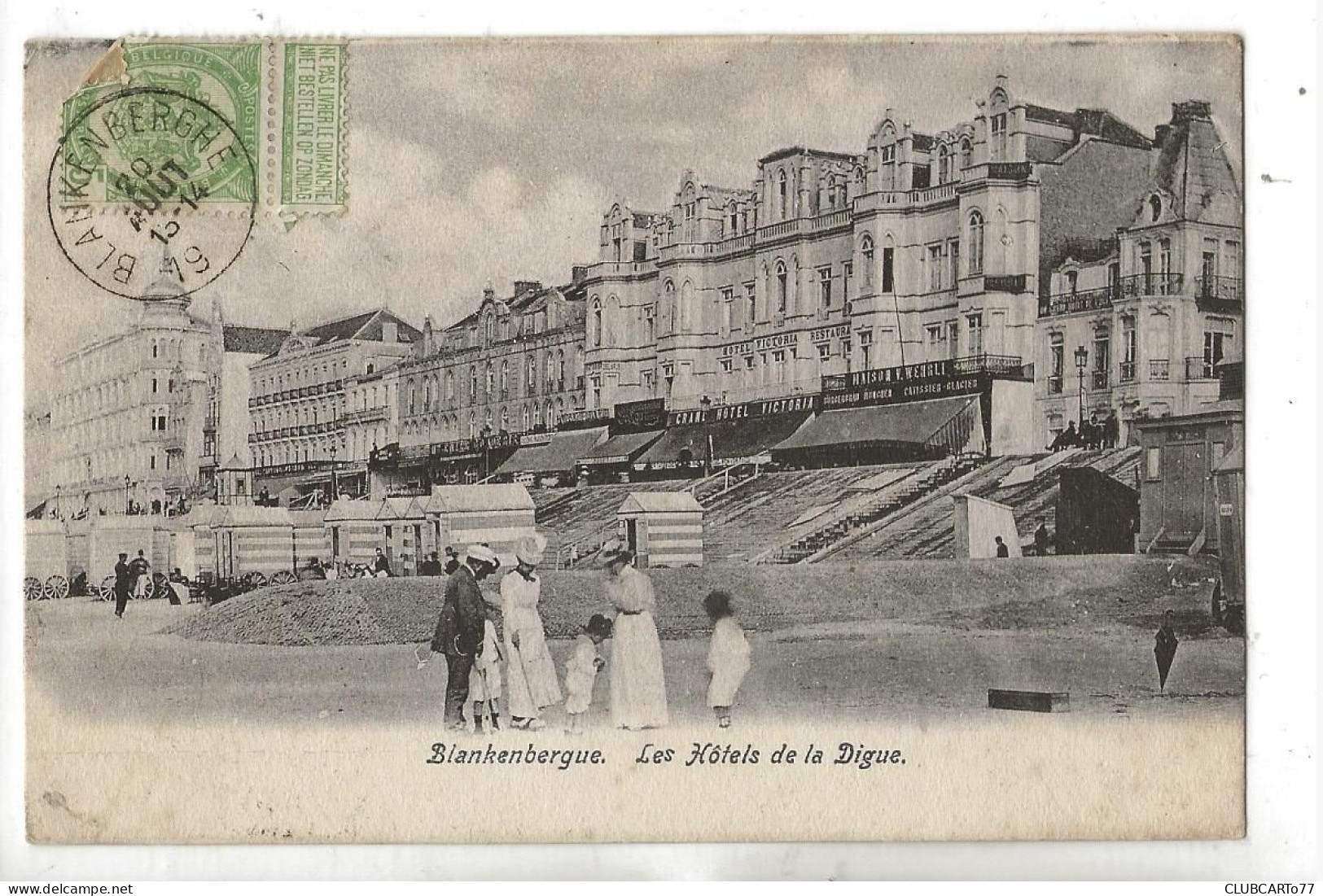 Blankenberge (Belgique, Flandre-Occidentale) : Les Hôtels Pris De La Digue En 1906 (animé) PF - Blankenberge