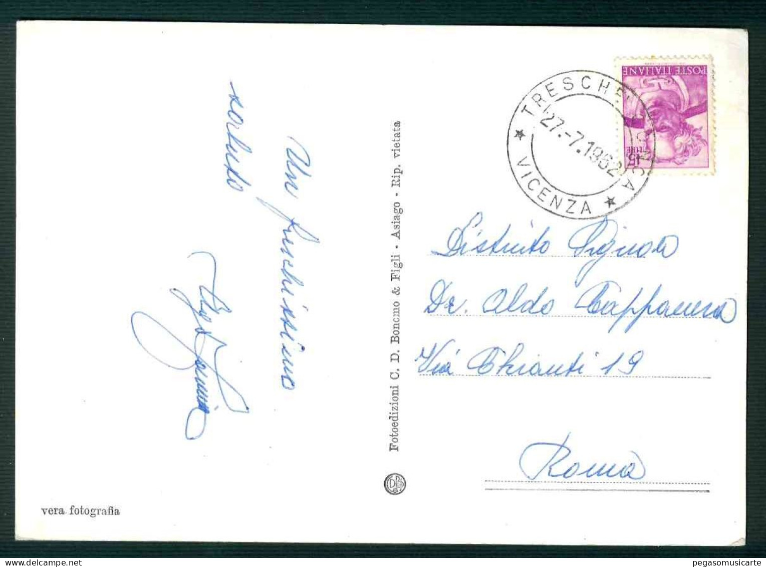 BF185 ALTOPIANO DI ASIAGO - TRESCHE' CONCA - CONTRADA CHIESA - VICENZA - 1952 - Other & Unclassified