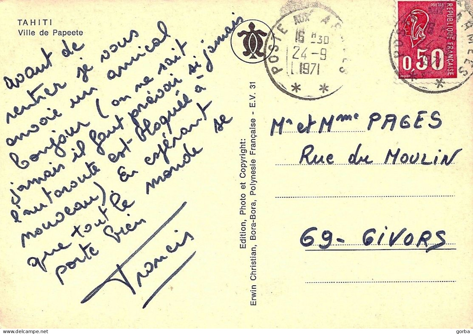 *CPM  - 987 - POLYNÉSIE FRANÇAISE - Ville De PAPEETE - Polynésie Française